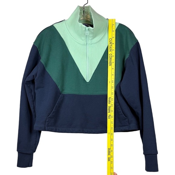 OUTDOOR VOICES Women's 100% Cotton Cropped 1/2 Zip Colorblock Sweatshirt, Size M - Picture 5 of 8